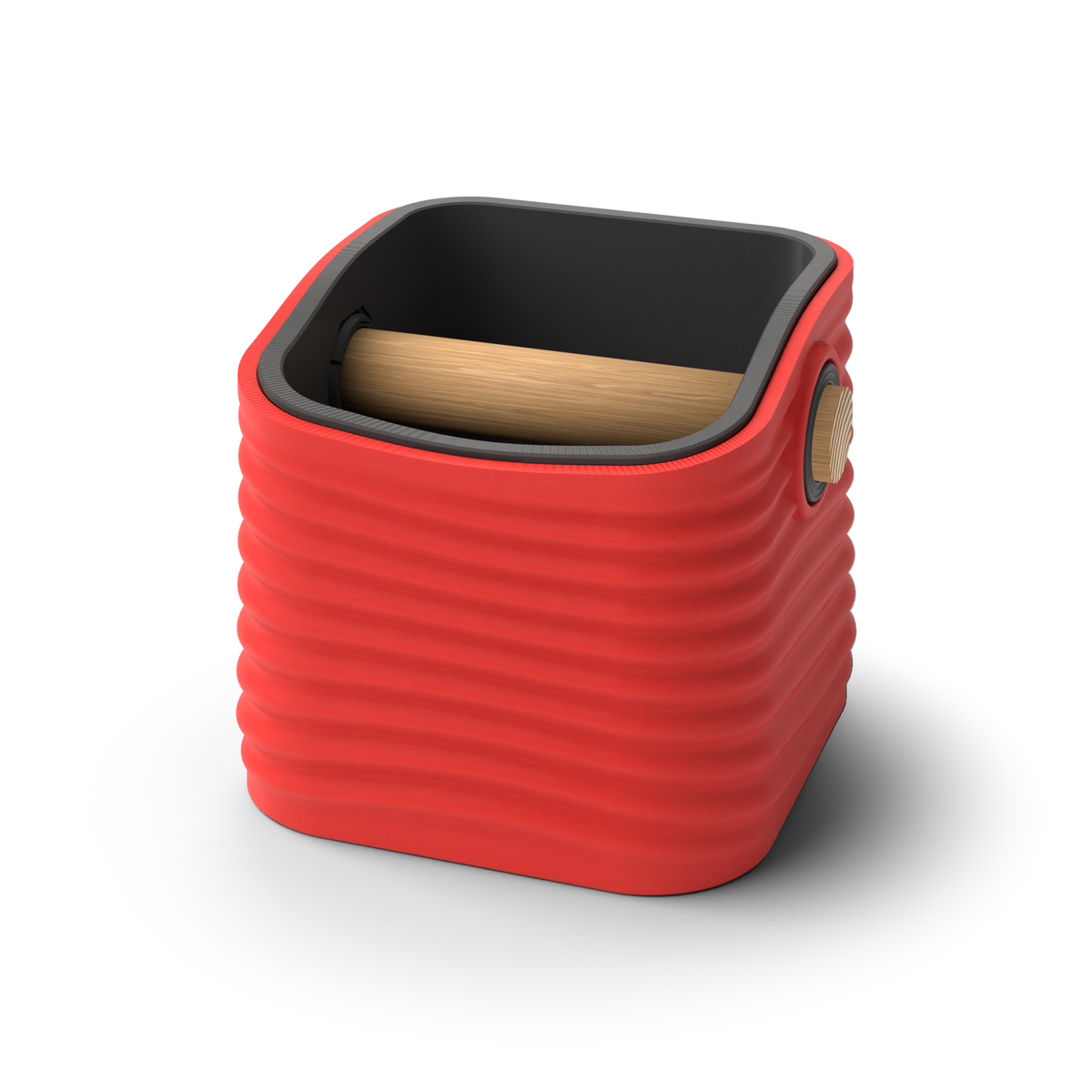 Ripple Square Tapered Espresso Knock Box | Two-Tone with Oak Bar