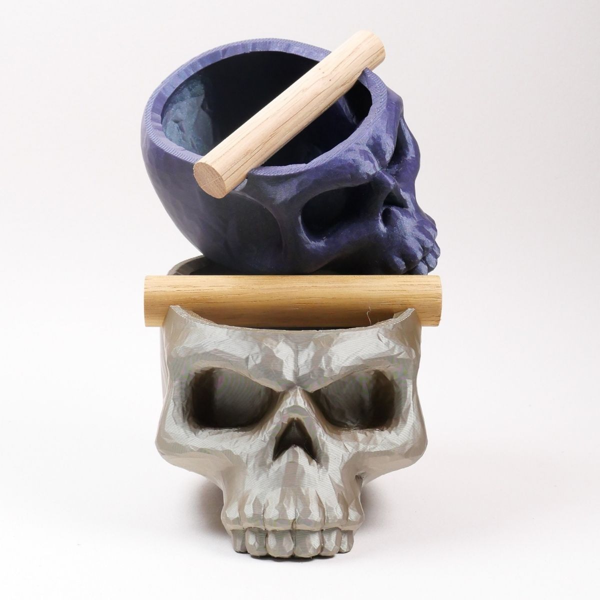 Gothic Skull Espresso Knock Box with Oak Bar