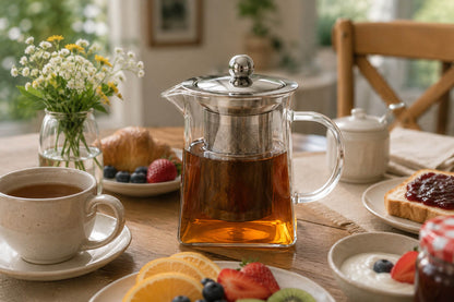 Glass and Stainless Steel Tea Pot