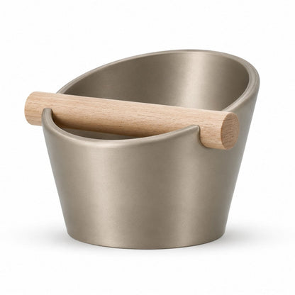 Oval Espresso Knock Box with Oak Bar