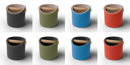Ripple Round Espresso Knock Box | Two-Tone with Oak Bar