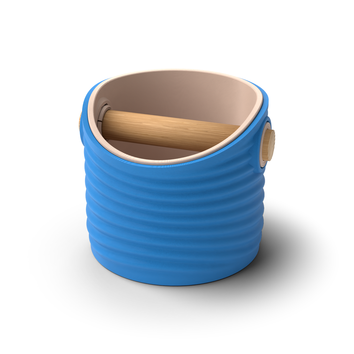 Ripple Round Espresso Knock Box | Two-Tone with Oak Bar