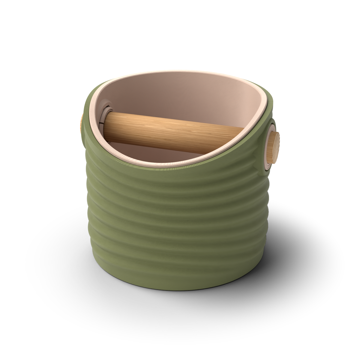 Ripple Round Espresso Knock Box | Two-Tone with Oak Bar