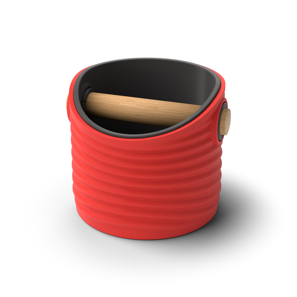 Ripple Round Espresso Knock Box | Two-Tone with Oak Bar