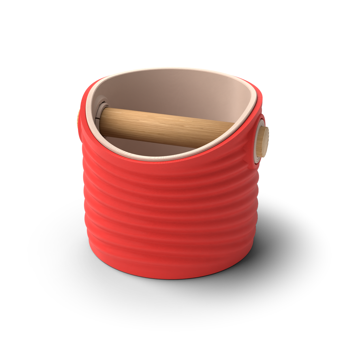 Ripple Round Espresso Knock Box | Two-Tone with Oak Bar
