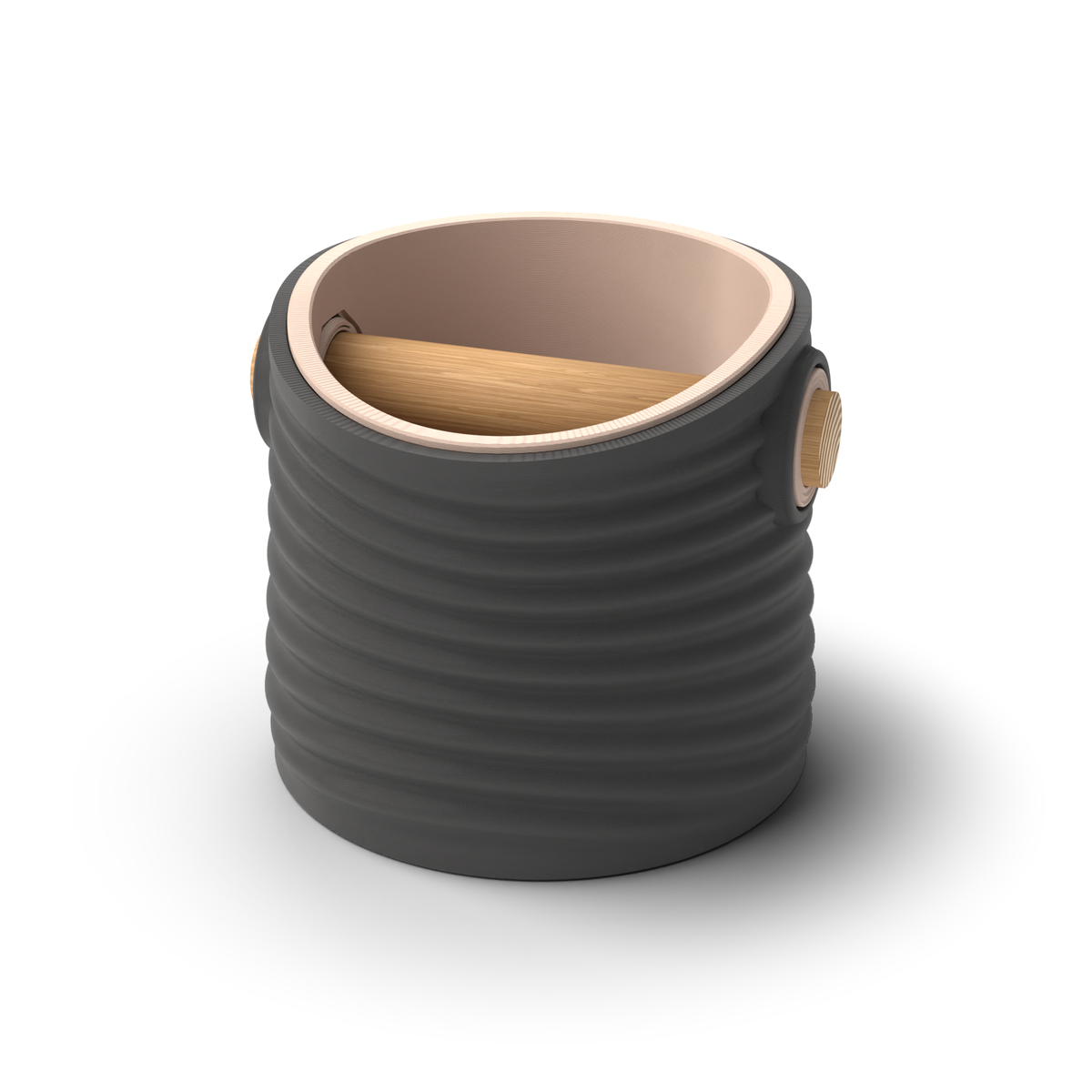 Ripple Tapered Espresso Knock Box | Two-Tone with Oak Bar