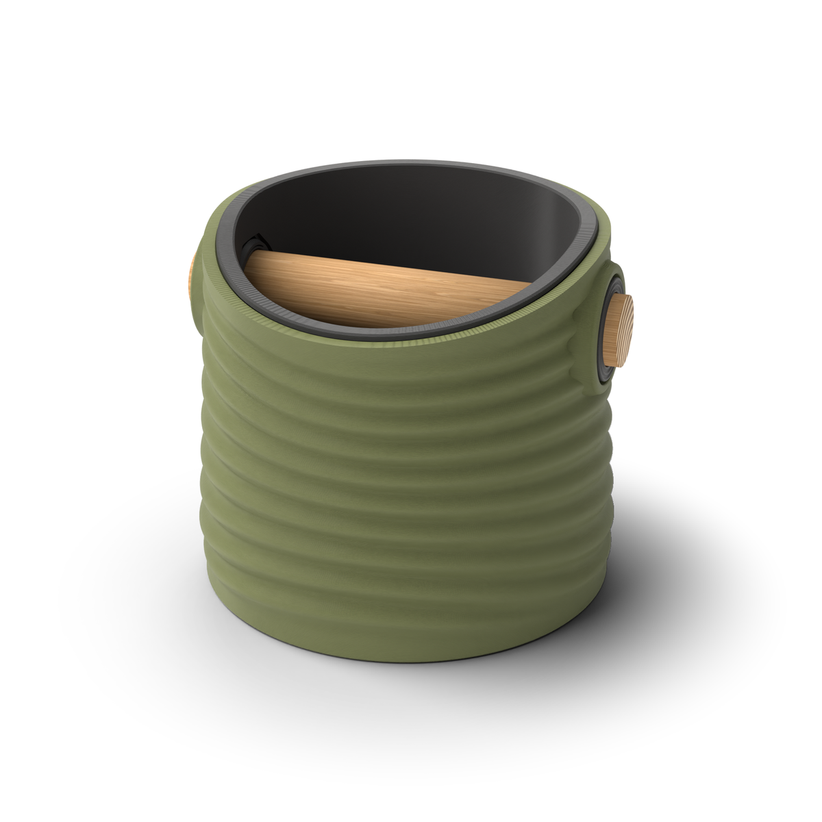 Ripple Tapered Espresso Knock Box | Two-Tone with Oak Bar