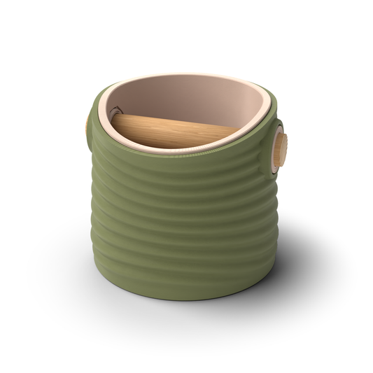 Ripple Tapered Espresso Knock Box | Two-Tone with Oak Bar