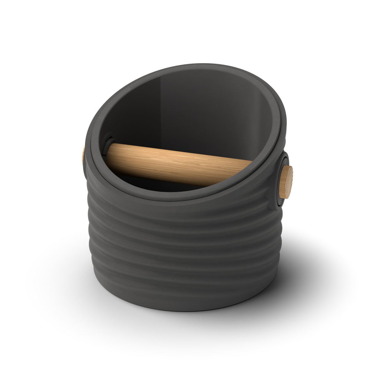 Ripple Angled Espresso Knock Box | Two-Tone with Oak Bar
