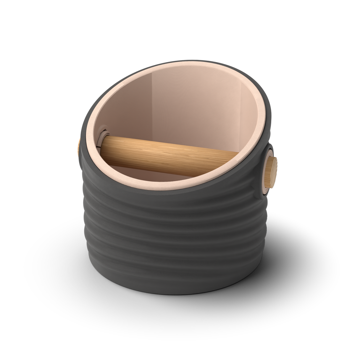 Ripple Angled Espresso Knock Box | Two-Tone with Oak Bar