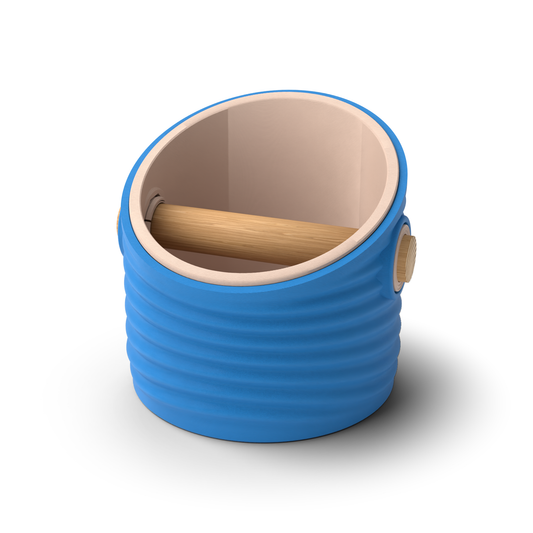 Ripple Angled Espresso Knock Box | Two-Tone with Oak Bar