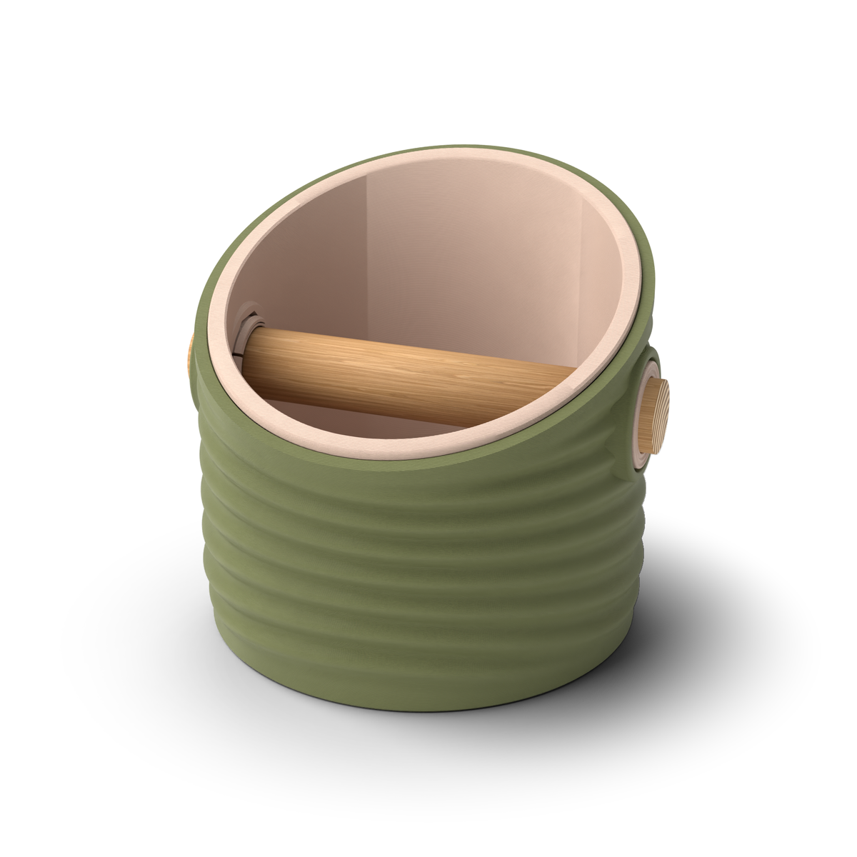 Ripple Angled Espresso Knock Box | Two-Tone with Oak Bar