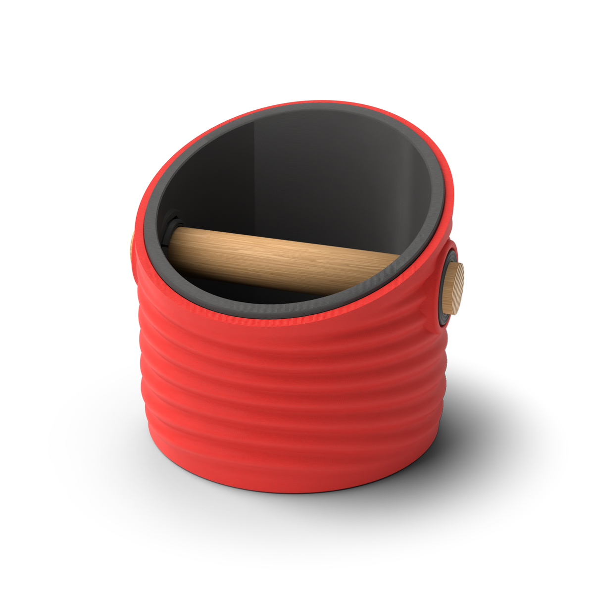 Ripple Angled Espresso Knock Box | Two-Tone with Oak Bar