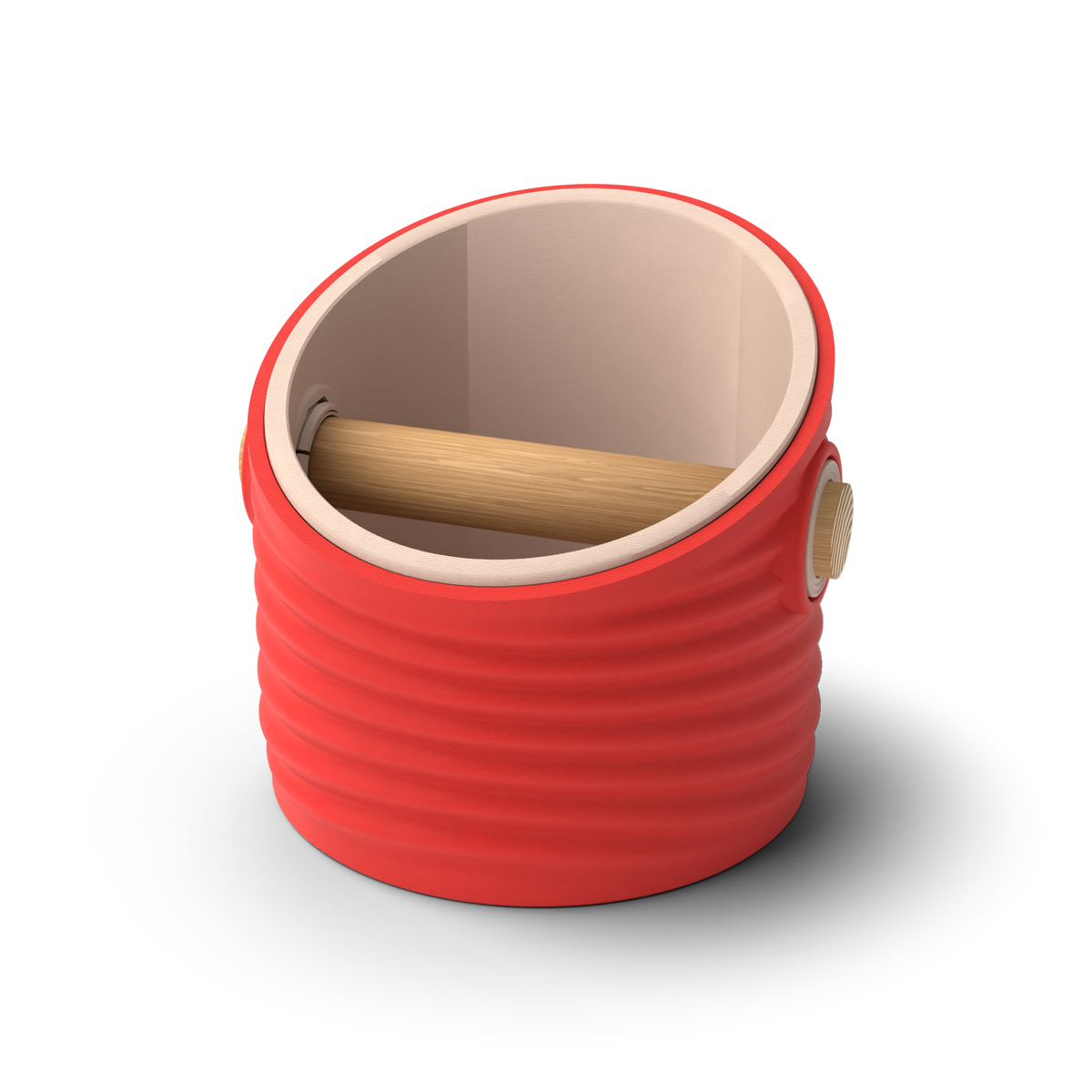 Ripple Angled Espresso Knock Box | Two-Tone with Oak Bar