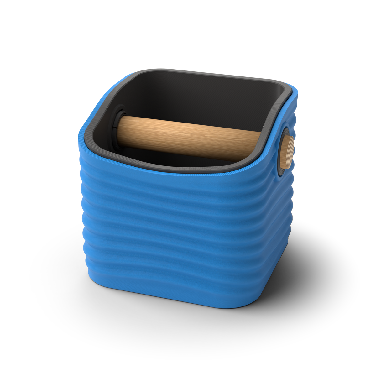 Ripple Rounded Square Espresso Knock Box | Two-Tone with Oak Bar
