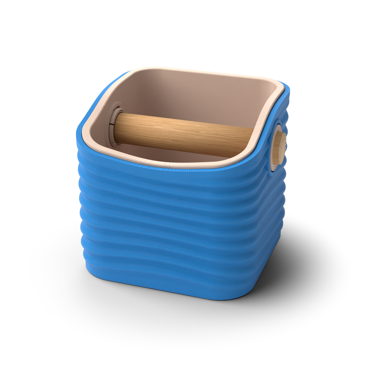 Ripple Rounded Square Espresso Knock Box | Two-Tone with Oak Bar