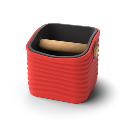Ripple Rounded Square Espresso Knock Box | Two-Tone with Oak Bar