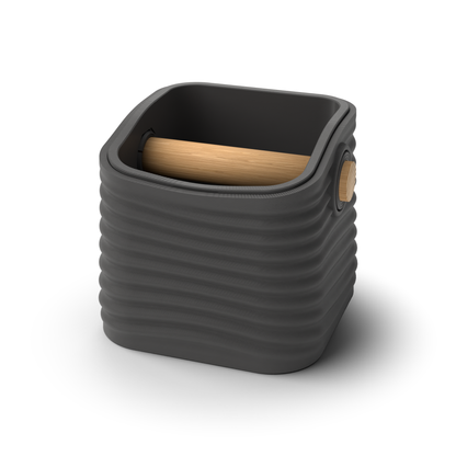 Ripple Square Tapered Espresso Knock Box | Two-Tone with Oak Bar