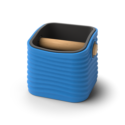 Ripple Square Tapered Espresso Knock Box | Two-Tone with Oak Bar
