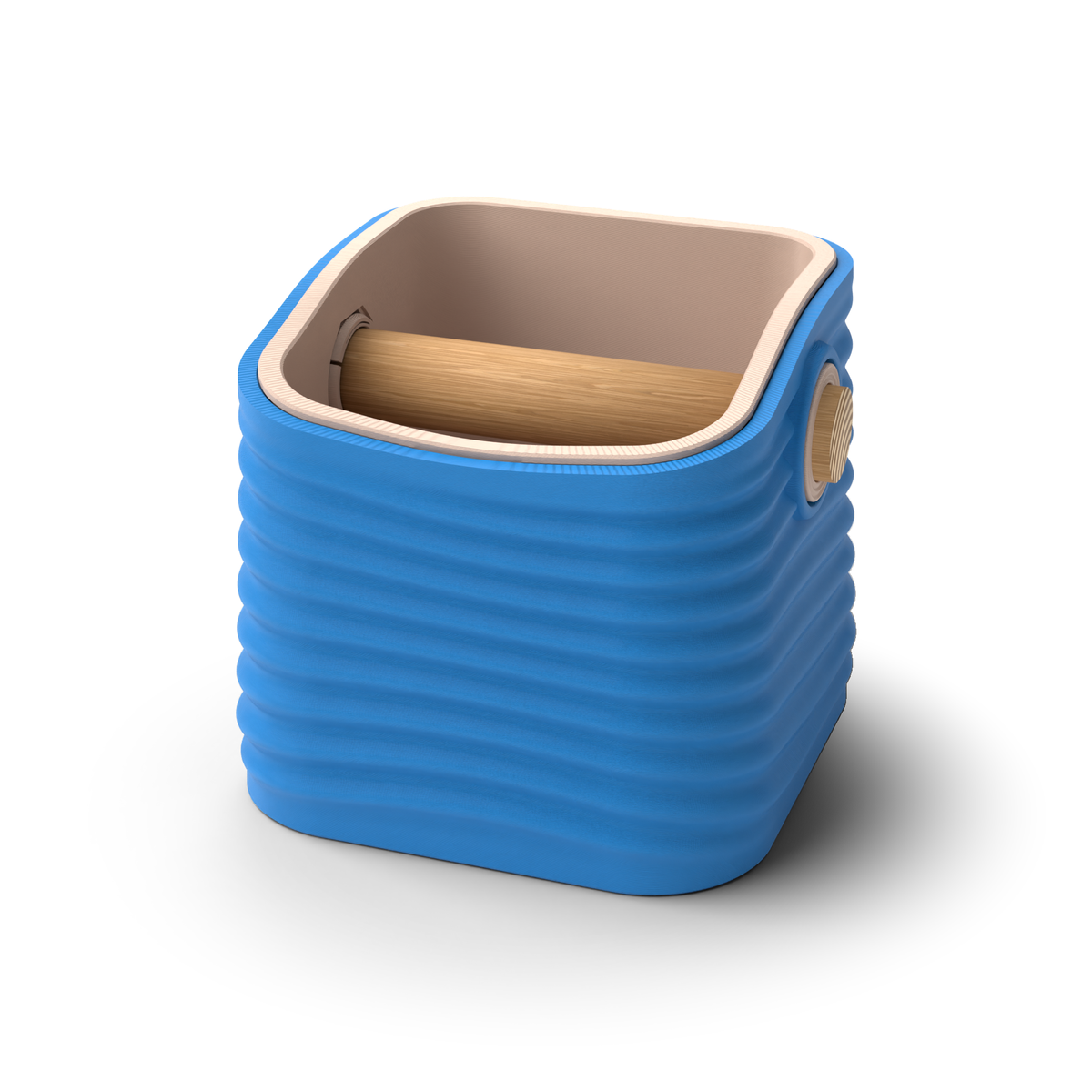 Ripple Square Tapered Espresso Knock Box | Two-Tone with Oak Bar