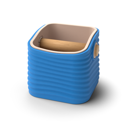 Ripple Square Tapered Espresso Knock Box | Two-Tone with Oak Bar