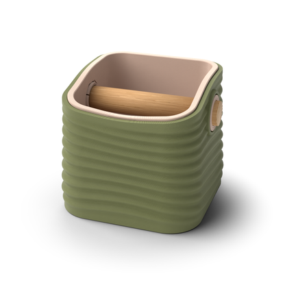 Ripple Square Tapered Espresso Knock Box | Two-Tone with Oak Bar
