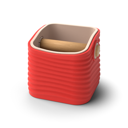Ripple Square Tapered Espresso Knock Box | Two-Tone with Oak Bar