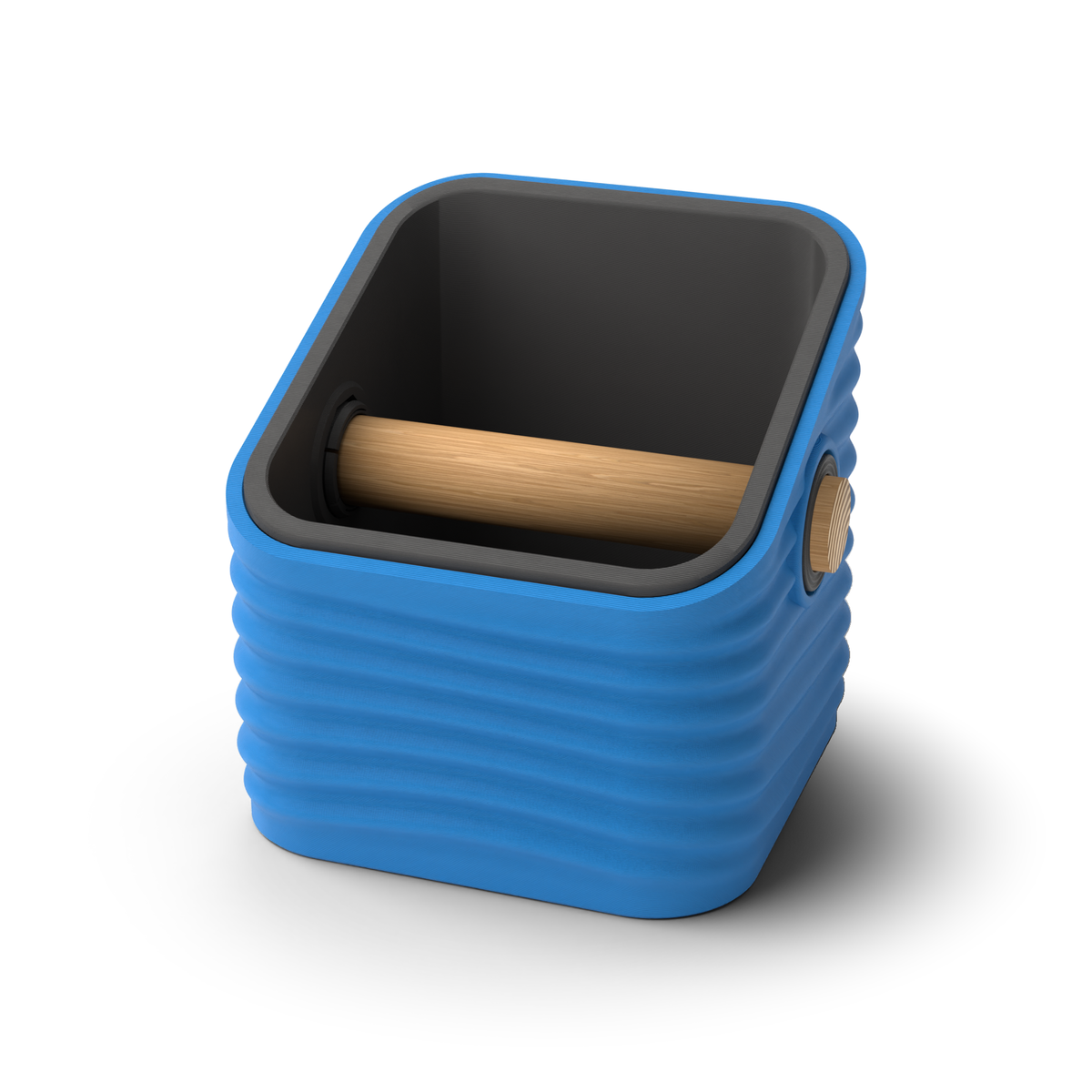 Ripple Square Angled Espresso Knock Box | Two-Tone with Oak Bar