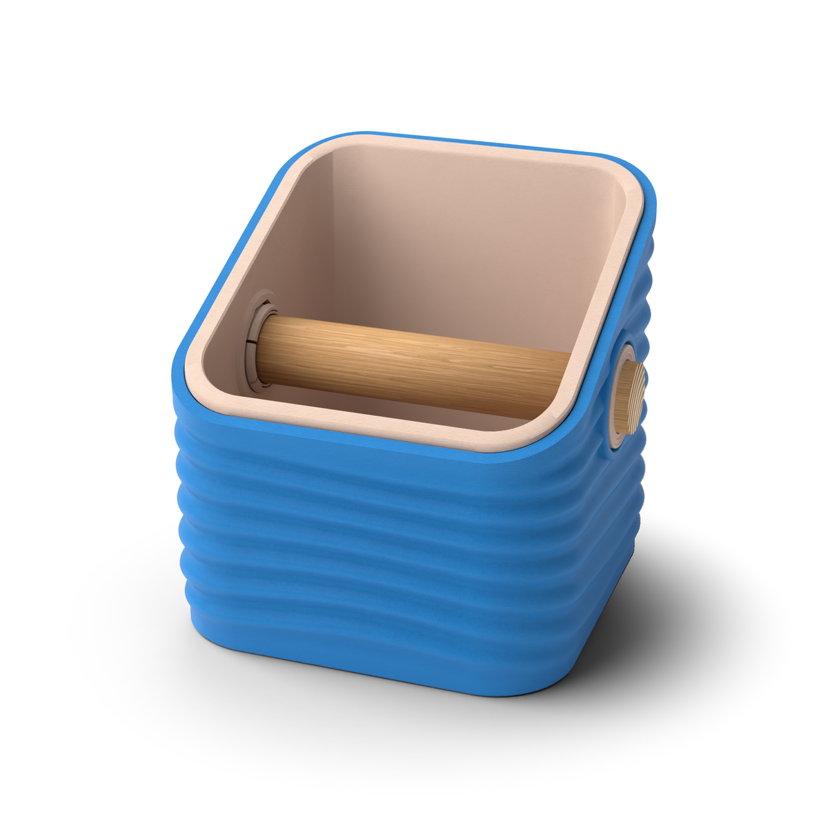 Ripple Square Angled Espresso Knock Box | Two-Tone with Oak Bar
