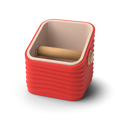 Ripple Square Angled Espresso Knock Box | Two-Tone with Oak Bar