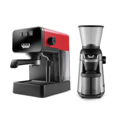 Gaggia Espresso Style Lava Red & MD15 Coffee Grinder Bundle