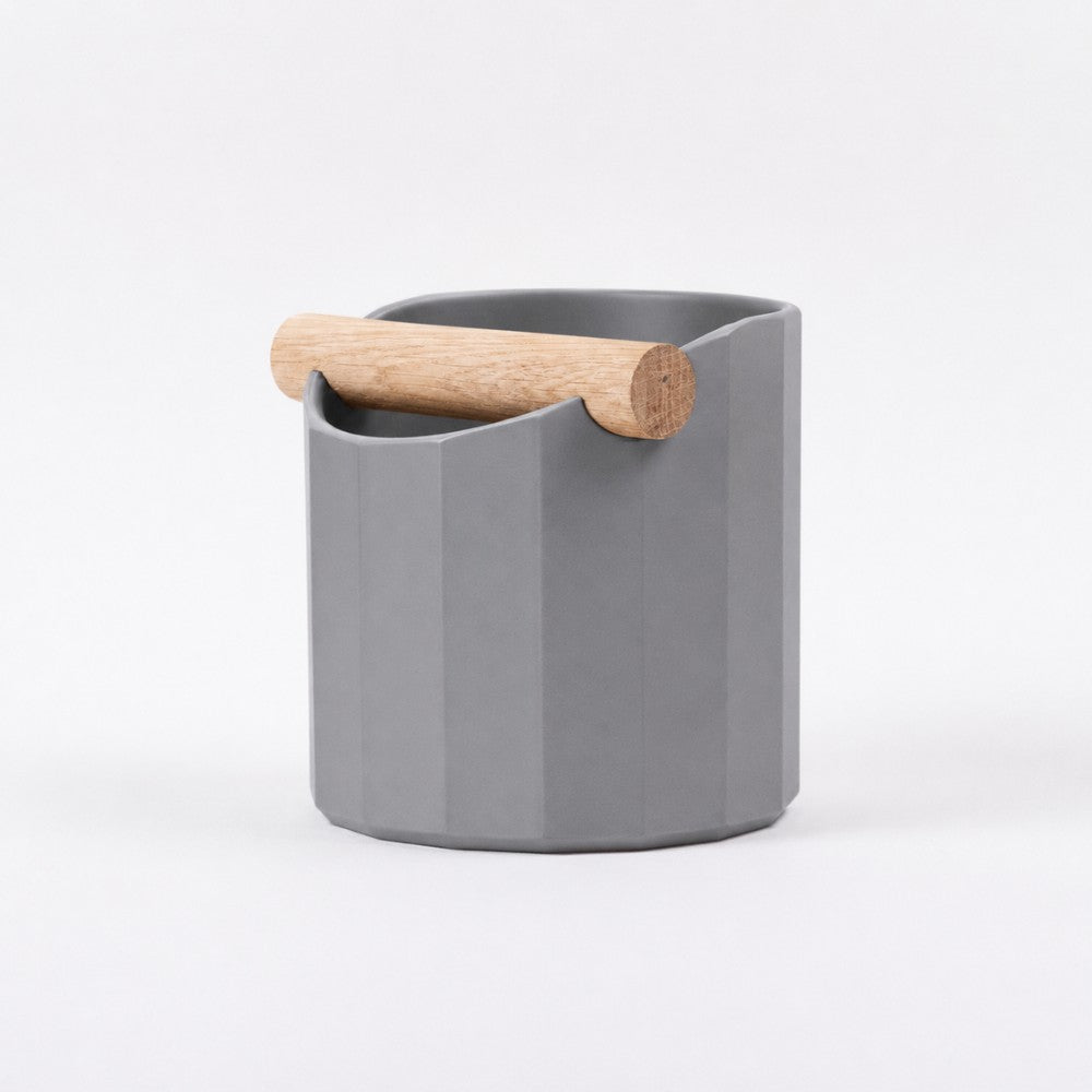 The Facet Geometric Espresso Knock Box with Oak Knock Bar