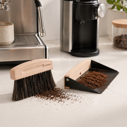 Magnetic Coffee Dustpan & Horsehair Blend Brush Set