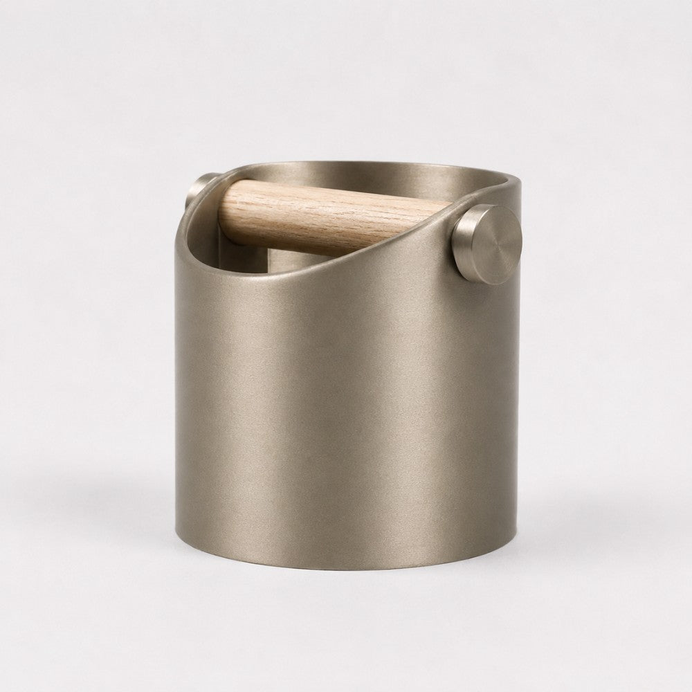 Minimalist Espresso Knock Box with Oak Bar