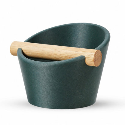 Oval Espresso Knock Box with Oak Bar