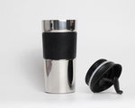 Coffee Travel Mug - Silver & Black