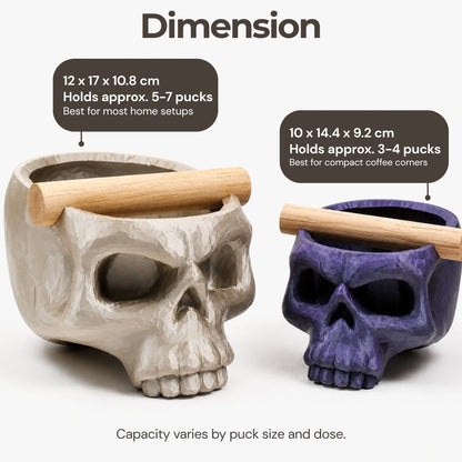 Gothic Skull Espresso Knock Box with Oak Bar