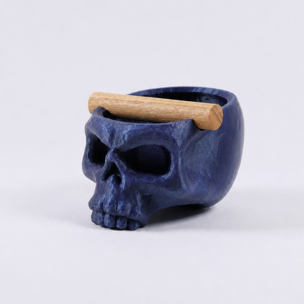 Gothic Skull Espresso Knock Box with Oak Bar