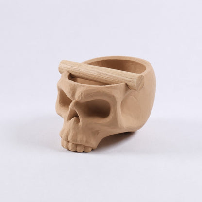Gothic Skull Espresso Knock Box with Oak Bar