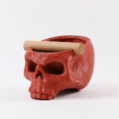 Gothic Skull Espresso Knock Box with Oak Bar