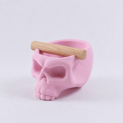 Gothic Skull Espresso Knock Box with Oak Bar